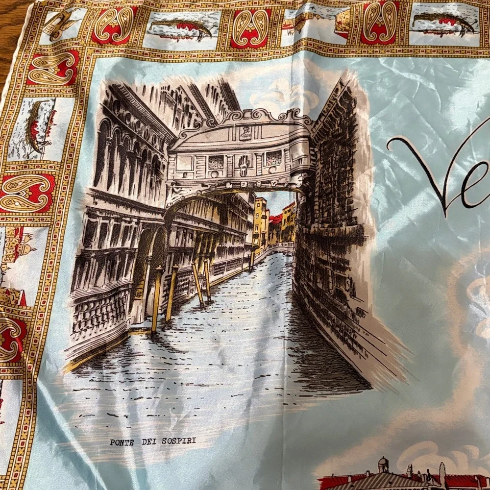 Elegant Blue and Gold Venezia Scarf